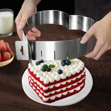 1 pieza Molde ajustable en forma de corazón de acero inoxidable para mousse, molde para hornear herramienta DIY