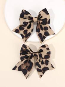 2 piezas de pinzas para el cabello con lazo de estampado de leopardo para niñas, accesorios de tela con lazos para el cabello para niños, accesorios de moda para el cabello para niños pequeños, regalos para otoño e invierno - horquilla de lazo - Ver 3