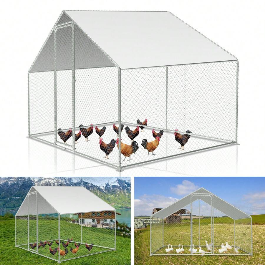 Cecaylie Chicken Coop Outdoor Enclosure Poultry House Outdoor Enclosure Stall Chicken House With PE Galvanized Steel Frame And Lockable Door 6/9/12/18/24m²