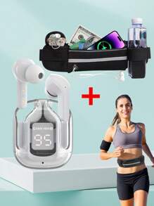 TWS 耳机 无线耳塞 带运动腰包 Earpods 白色 LED 电量显示 触控耳塞 带包 - 白色 - 查看 1