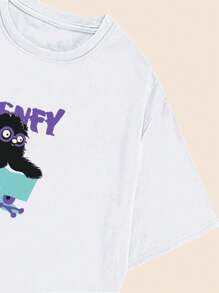 Cartoon T-Shirt Cotton Cute Animal Style Babylook T-Shirt Comfort Premium Printed Breathable Soft Summer - trắng - Xem 5