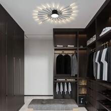 42 Lights Modern Flower-Shaped Ceiling Light , Recessed Metal & Acrylic Firework Petal LED Fixture For Living And Dining Rooms ,Remote Control Included - 黑色 - 查看 7