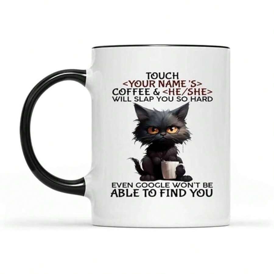 11oz Personalized Cat Mug - Up To 3 Cats Good Morning Human Servant - Funny Customized Cat Mom Mug, Cat Dad Custom Mugs For Cat Lovers - White - View 1