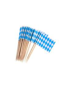 20/30/40/50个慕尼黑啤酒节蓝白格子牙签旗蛋糕甜品旗生日派对纸杯蛋糕装饰旗小旗牙签旗 - 藍白色 - 查看 5