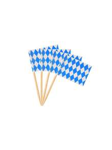 20/30/40/50个慕尼黑啤酒节蓝白格子牙签旗蛋糕甜品旗生日派对纸杯蛋糕装饰旗小旗牙签旗 - 藍白色 - 查看 6