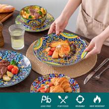 vancasso 12 Pieces Porcelain Dinnerware Set, Multicolour Set, Dinner Plate, Dessert Plate And Bowl Set For 4 Person, Polychrome, Ceramic Stamping In Bohemian Style - Multicolor - View 3