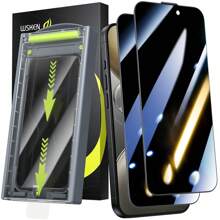 WSKEN 适用于 iPhone 16 Pro / iPhone 16 Pro Max 隐私屏幕保护膜 - [自动除尘] 24 度防窥 3D 全覆盖防碎钢化玻璃，零气泡防尘，易于安装，2 件装全覆盖，易于安装，高清清晰，无气泡防窥屏幕保护膜隐私玻璃膜隐私防指纹礼物，适合生日/复活节/总统日/圣诞节/家人/朋友/男孩/女朋友 - iPhone 15/iPhone 16 - 查看 1