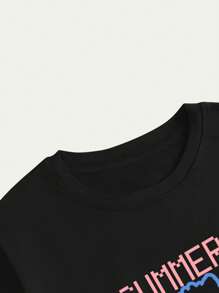 Cartoon T-Shirt Cotton Cute Animal Style Unisex T-Shirt Premium Printed Comfort Breathable Soft Stylish - màu đen - Xem 4