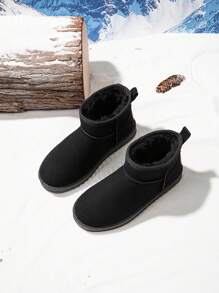 SDEMIN New Thick Wool Plush Home Slippers For Men And Women, Fashionable, Comfortable, Warm, Anti-Slip, Indoors, Closed Toe - Black - View 8