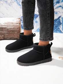 SDEMIN New Thick Wool Plush Home Slippers For Men And Women, Fashionable, Comfortable, Warm, Anti-Slip, Indoors, Closed Toe - Black - View 6