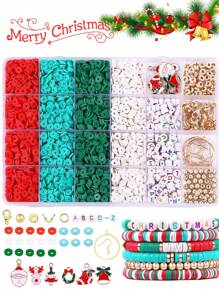 Bộ dụng cụ làm đồ trang sức bằng đất sét polyme Giáng sinh - Hạt chữ cái & Phụ kiện Quà tặng thủ công DIY - Nhiều màu - Xem 7