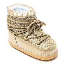 Giày bốt đi tuyết đế dày buộc dây thời trang, mùa đông - Vàng - Xem 4