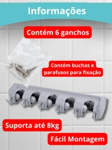 Hook Fixing Support Hanging Broom Squeegee Tool Bathroom Fishing Laundry Pantry Rake - 白色 - 查看 5