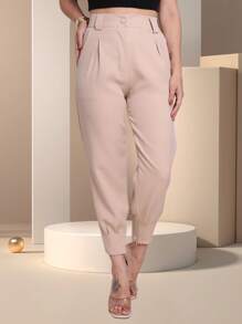 CARROT JOGGER PANTS TAILORED FOR WOMEN WITH ZIPPER HEM - Beige - View 1