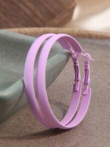 1 对时尚荧光光滑优雅女士环形耳环，适合日常佩戴 - 均碼 - 查看 17