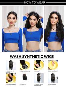 JENNIFER 22 英寸合成长直发带半假发夹式接发蓬松自然黑色（浅棕色）带扭曲发带适合女性日常佩戴 - 自然黑 - 查看 9