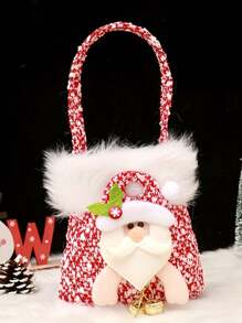 1 pieza de bolsa de tela con boca elástica y diseño navideño, decoración navideña y de vacaciones, recipiente de regalo creativo y exquisito en forma de manzana, el regalo perfecto para amigos y familiares, Navidad - Multicolor - Ver 6