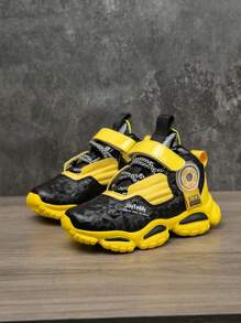 1 双儿童运动/篮球鞋，透气弹性柔软缓冲速干轻便防水防滑耐磨，混合材料鞋面，适合男孩和女孩的休闲街头风格 - 黃色 - 查看 2