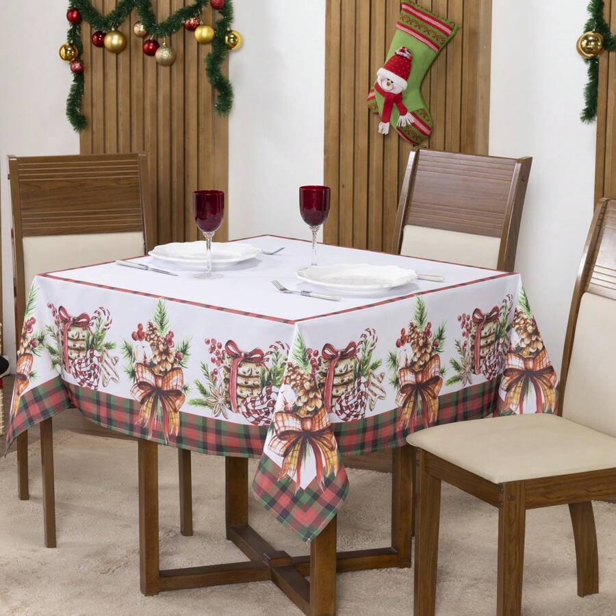 Christmas Tablecloth For 4 Square Places 1.50 X 1.50m (Living Room Kitchen Decoration For Special Dates) - Đồ trang trí Giáng sinh - Xem 1