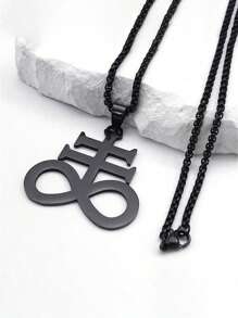 Satan Cross Necklaces Men Women Black Stainless Steel Of Satan Symbol Pendant Kolye Necklace