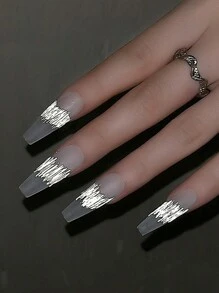 0.25mm/0.5mm 反光丝质指甲饰品 0.5mm 反光线美甲饰品 银色反光闪光指甲条 女士美甲配件 夜店美甲设计 闪光线美甲装饰 - 銀色 - 查看 3