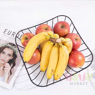 Canasta De Frutas Grande De LíNea Negra, Canasta De Frutas De Metal, Canasta De Frutas Y Verduras, Frutero Decorativo Universal De Metal Con Base De Madera, DiseñO De Alambre Negro, Cesta Grande Redonda Para Servir, Canasta De Metal Con Estante De Madera, Canasta De Frutas, Canasta De Refrigerios, DiseñO De Alambre De Metal, Impermeable, Antiincrustante, Resistente Y Duradero, Simple Y Hermoso, Adecuado Para Cocina, Comedor, Dormitorio, Sala De Estar