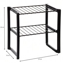 Multipurpose Rack 2 Tiers Organizer Of Objects In Metal Kitchen Cabinets - Black - View 5