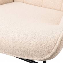 Soft Plush Fabric Rocking Chair With Armrests And Backrests, Casual Upholstered Chair, Modern Fashion Furniture For Living Room, Bedroom - trắng - Xem 6