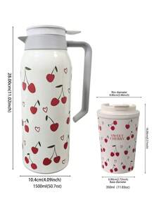 1pc 1500ml/50.74oz Cherry Heart Series, Bình thủy tinh cách nhiệt chân không hai lớp bằng thép không gỉ, thích hợp cho văn phòng, gia đình, ngoài trời, nhà hàng, quà tặng ngày lễ và sinh nhật - Nhiều màu - Xem 2