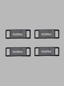 Customized Text Metal Shoe Lace Tag Decorative Shoe Buckle, Suitable For Outdoor Shoes, Canvas Shoes, Metal Shoe Buckle, Perfect For Daily Wear And Gift - Black - View 2
