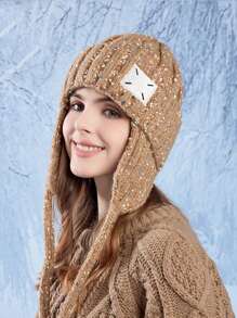 冬季新款毛线帽女冬季保暖护耳针织帽时尚百搭遮脸小毛线帽 - 彩色 - 查看 3