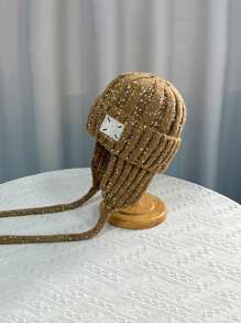 冬季新款毛线帽女冬季保暖护耳针织帽时尚百搭遮脸小毛线帽 - 彩色 - 查看 7