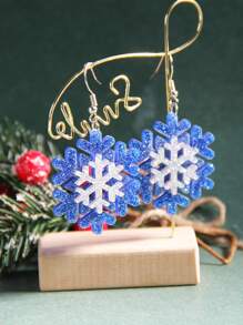 1 对时尚亚克力经典圣诞雪花设计女士耳环，圣诞珠宝 - 雪花 - 查看 9