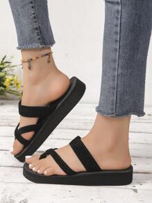 Dép đế bằng cho nữ, mềm mại thoải mái, thích hợp cho trong nhà, du lịch, bãi biển - màu đen - Xem 4