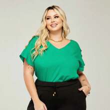 Women's Plus Size Formal Blouse Large Size Button Shoulder G1 G2 G3 Luxury Party - 綠色 - 查看 3