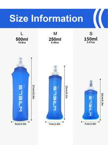 WRELS 1件裝 Fresh Blue 可折疊軟質運動水壺，輕量可收納，咬嘴設計，無異味 - 彩色 - 查看 3