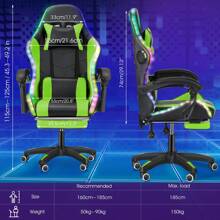 RGB Gaming Chair With Speakers Massage Computer Gaming Chair With LED Lights And Footrest High Back Video Game Chair For Adults Black - 綠色 - 查看 11