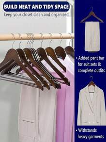 Gruccia in legno di alta qualità e vintage, gruccia in legno per abiti con barra antiscivolo per pantaloni, adatta per camicie, giacche, vestiti, pantaloni, ideale per primavera, minimalista, maglie estive - Multicolore - Visualizzare 6