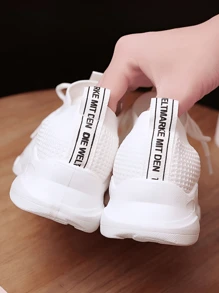 Tenis mujer ofertas, tenis para mujer, tenis deportivos para mujer, zapatos de playa transpirables con malla tejida, con suela suave y moderna, Ofertas Mujer. - Blanco - Ver 4