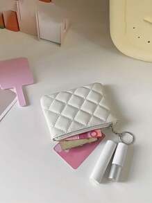 Ví tiền xu Mini Rhombus Chi tiết dành cho nam và nữ Túi cầm tay có khóa kéo Túi đựng chìa khóa màu trơn Túi quà tặng Giáng sinh Quà tặng Lễ Tạ ơn dành cho phụ nữ - Nhiều màu - Xem 3