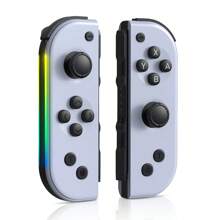 带 8 色 RGB 灯的轻型无线游戏手柄，左右键兼容 Switch/Lite/Switch OLED，带 6 轴陀螺仪、涡轮增压和振动 - 彩色 - 查看 14