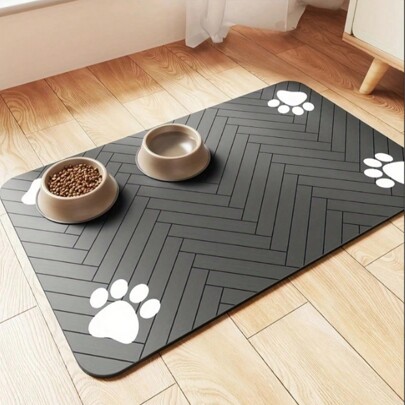 1 Pc Pet Feeding Mat, Ultra-Absorbent Diatom Mud Pet Feeding Mat - Waterproof, Non-Slip, Easy Clean, Odor-Resistant, And Durable Dog & Cat Food Placemat For Messy Eaters