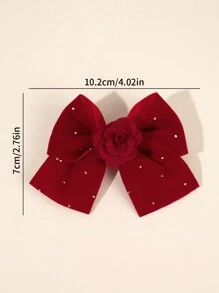 2 stuks rode strik haarspeldjes voor meisjes, stoffen bloemen en strass decoratie haarstrikken voor kinderen, elegante haaraccessoires voor peuters dagelijks leven