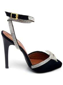 Women's High Heel Pumps With Rhinestones For Graduation Party, Social Event, Work - màu đen - Xem 3