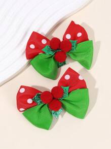 2 chiếc nơ cài tóc hình quả mọng Giáng sinh cho bé gái, Phụ kiện Giáng sinh dễ thương ngọt ngào, Thích hợp cho tiệc hàng ngày và ngày lễ Giáng sinh, Quà tặng cho bé gái - Nhiều màu - Xem 10