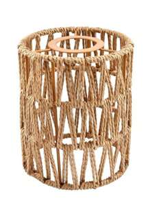 1/3 chiếc chao đèn bằng dây giấy dệt thủ công, Phụ kiện chiếu sáng trang trí nhà cửa - Màu Khaki - Xem 7