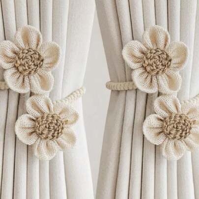 Flower Curtain Ties, Handmade Linen Decorative Tie Band, Luxury High-End Tiebacks For Living Room Bedroom Home Decor Gifts Birthday Graduation