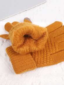 4 Pairs Of Thermal Lined, Thickened Warm Gloves, Windproof Ski Gloves For Both Boys And Girls Boy's And Girl's Autumn And Winter Korean Version Of The Popular Adult Brushed Thickened Reverse Needle Jacquard Gloves - Multicolor - View 10