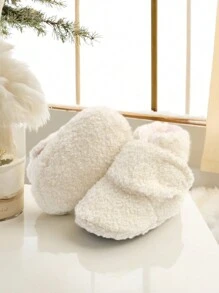 新生儿婴儿女孩男孩短靴 防滑袜子拖鞋 柔软卧室鞋 防滑踝靴 带抓手 幼儿婴儿床保暖鞋 初学步鞋 生日派对 圣诞节