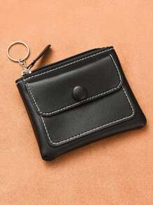 1 件皮革钱包零钱包，男女迷你拉链零钱包，身份证手机夹，多功能手提包 - 零錢包 - 查看 5